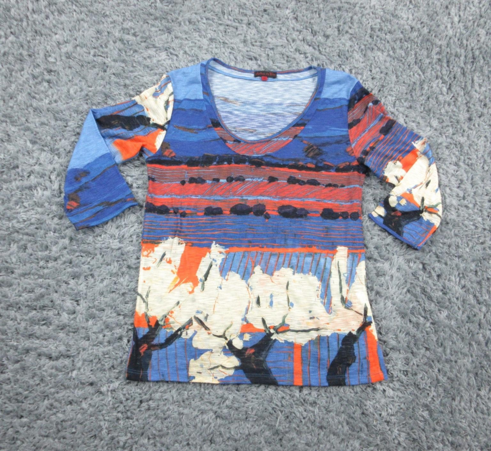 Aventures des Toiles Shirt Womens 40 Abstract Print 3/4 Sleeve Top Blouse